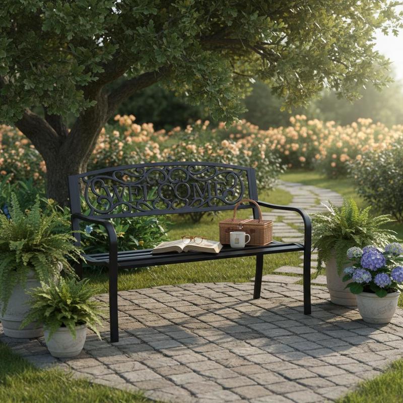 Garden Bench Metal - Garden bench, 2-seater bench, park bench,