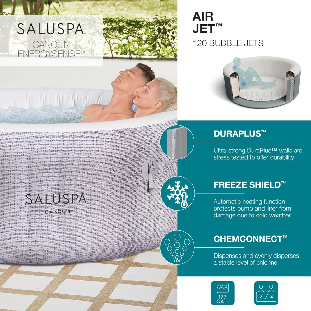 SaluSpa Cancun 2-4 Person Infl – обзор и цена Inflatable Hot Tub
