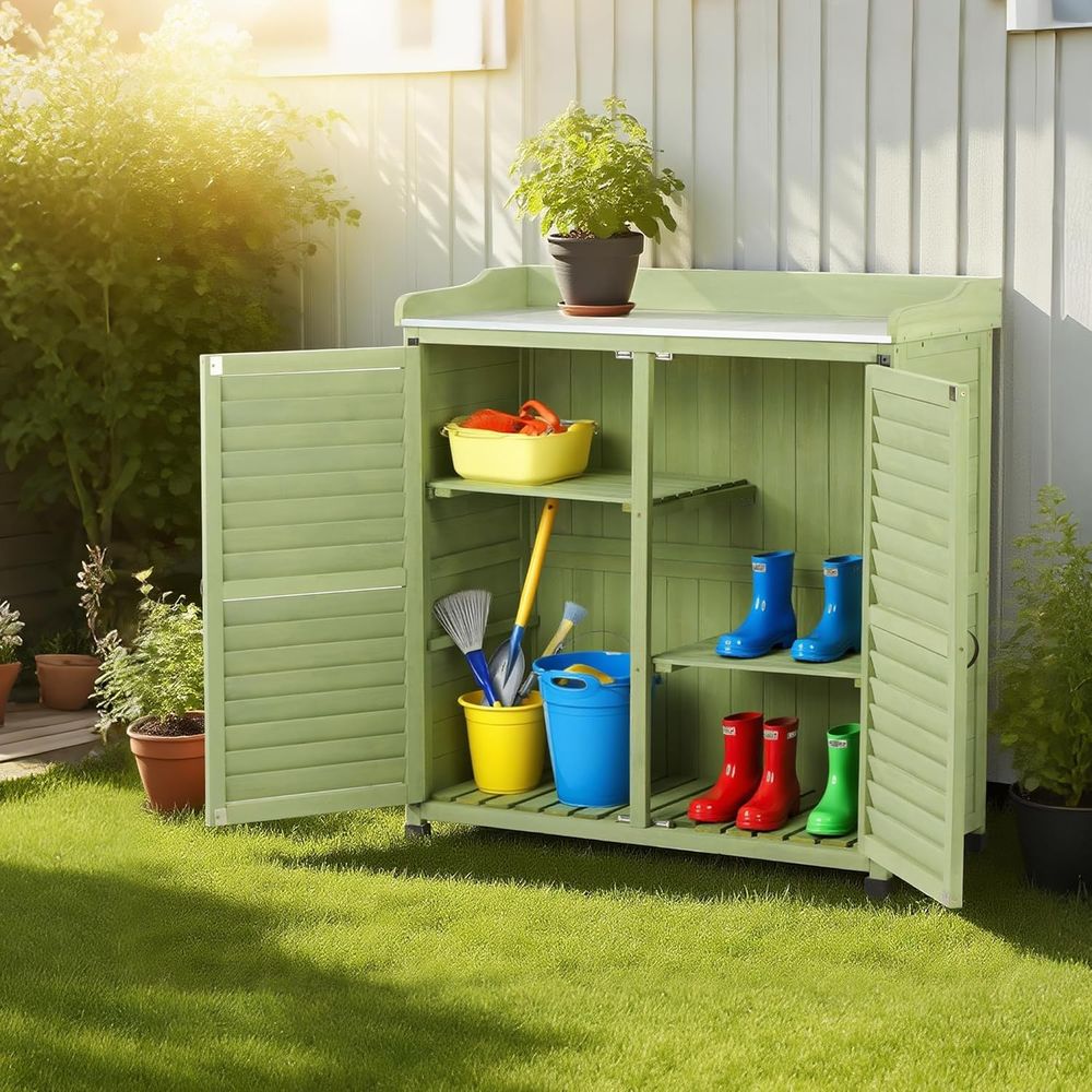 Outdoor Potting Bench with Met – обзор и цена Garden Bench Metal