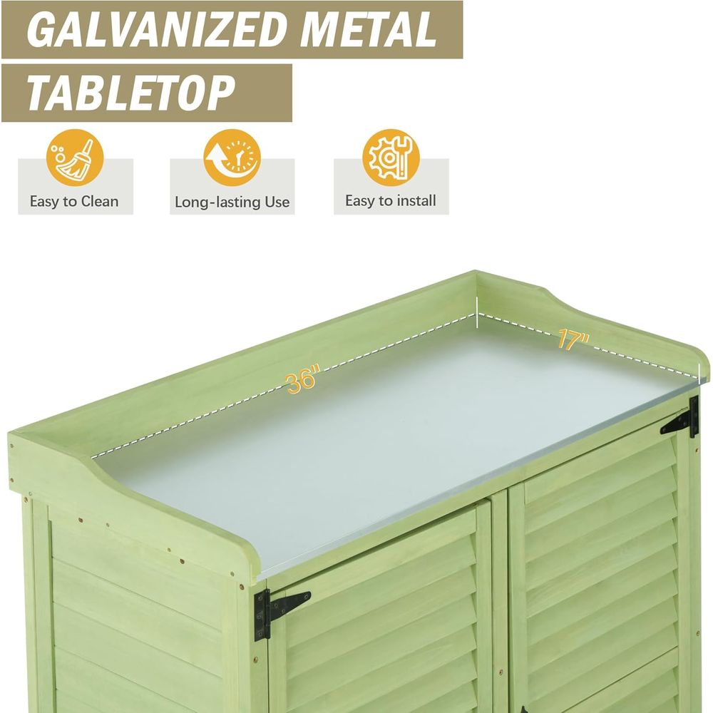 Outdoor Potting Bench with Met – обзор и цена Garden Bench Metal