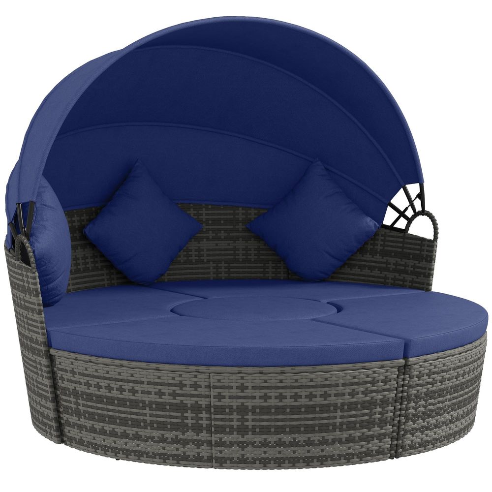 4 Piece Round Rattan Daybed, C – обзор и цена Outdoor Furniture Sofa