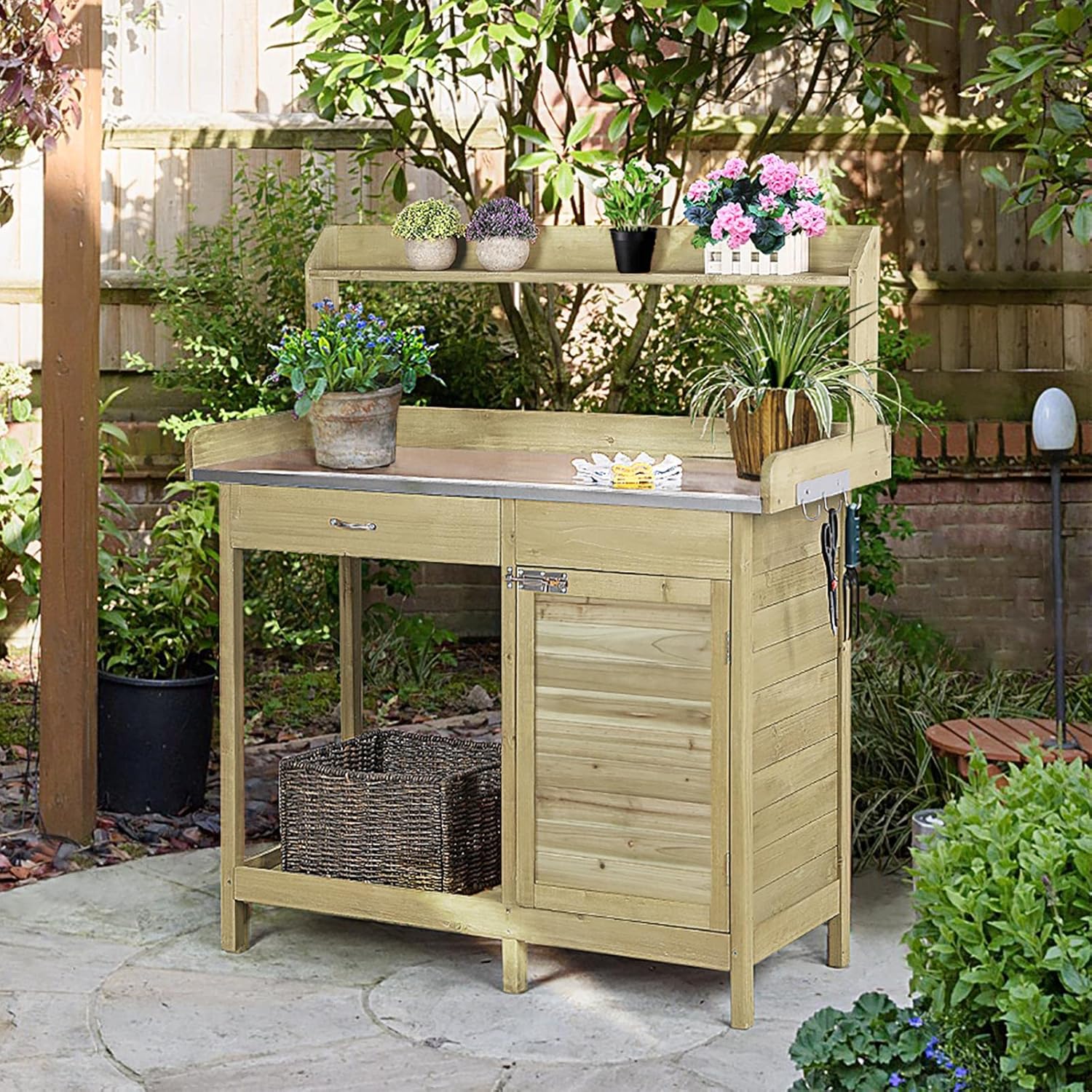 Outdoor Potting Bench Table, G – обзор и цена Garden Bench Metal