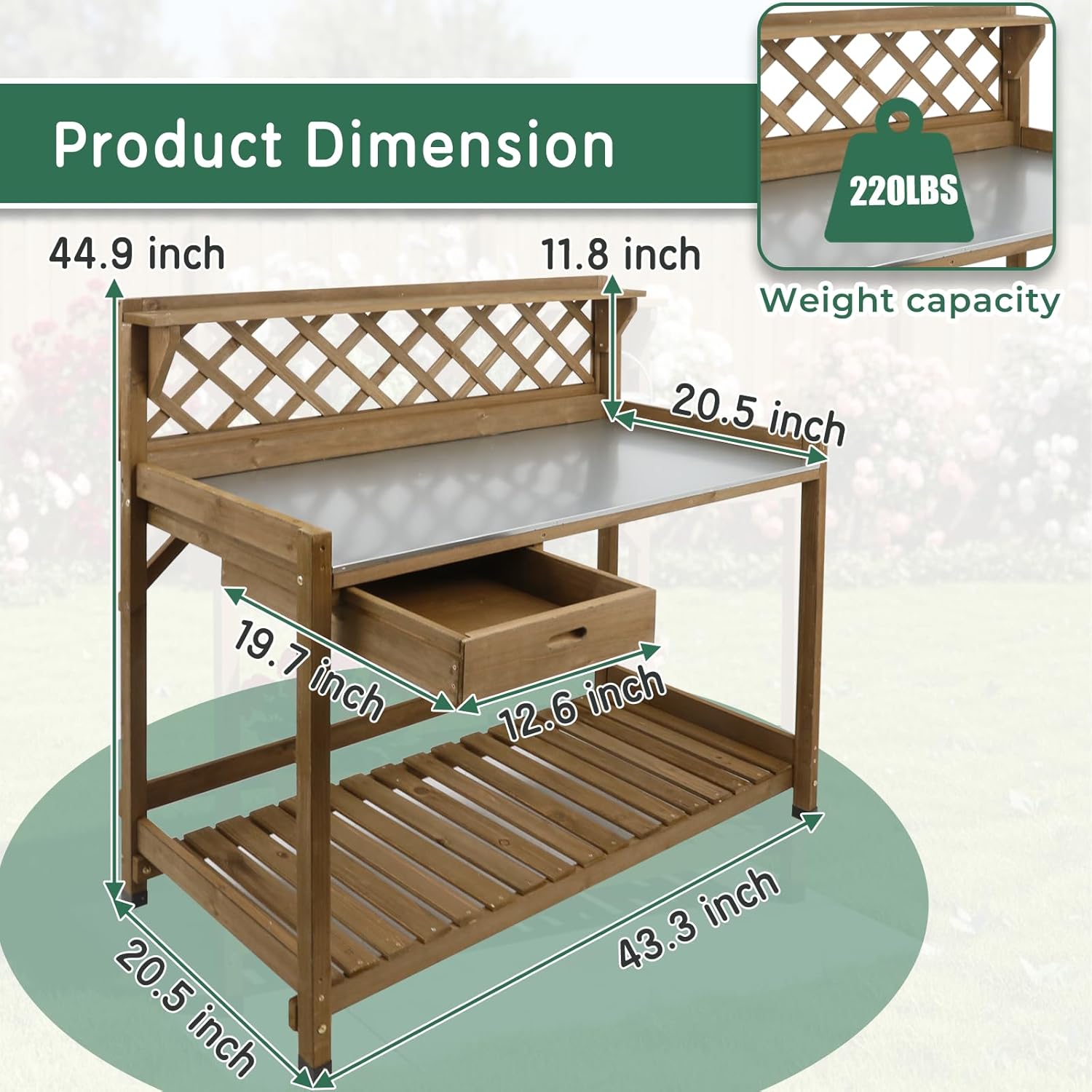 Natural Wood Potting Bench wit – обзор и цена Garden Bench Metal