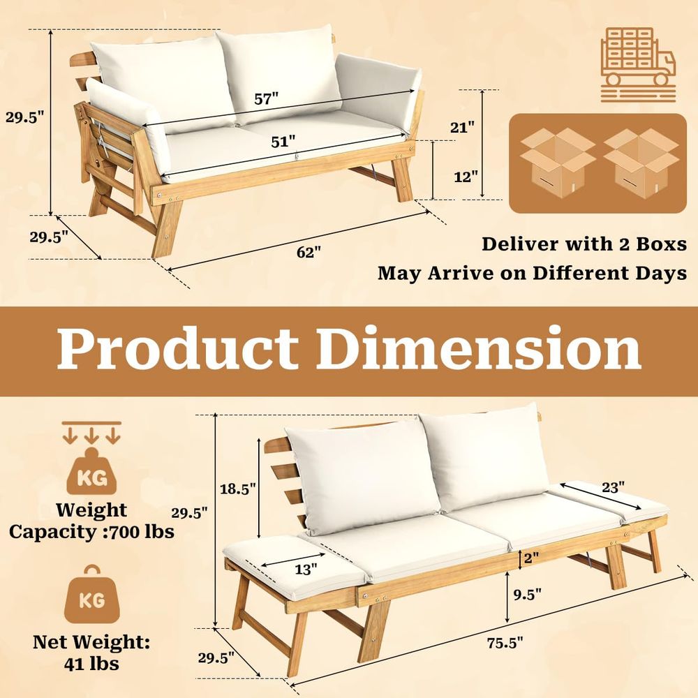 Patio Convertible Couch Sofa B – обзор и цена Outdoor Daybed Sofa
