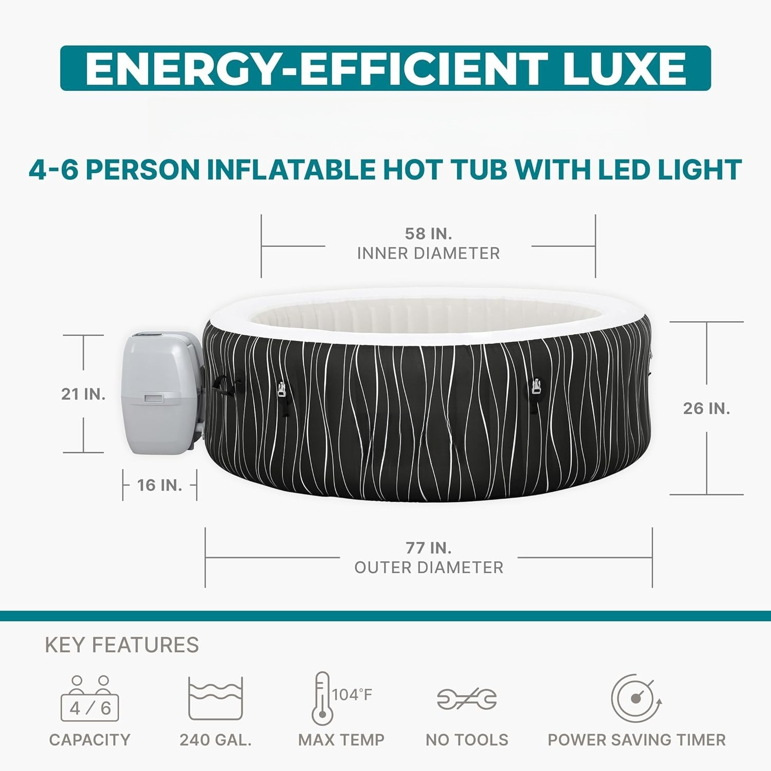 4-6 Person Round Inflatable Ho – обзор и цена Inflatable Hot Tub