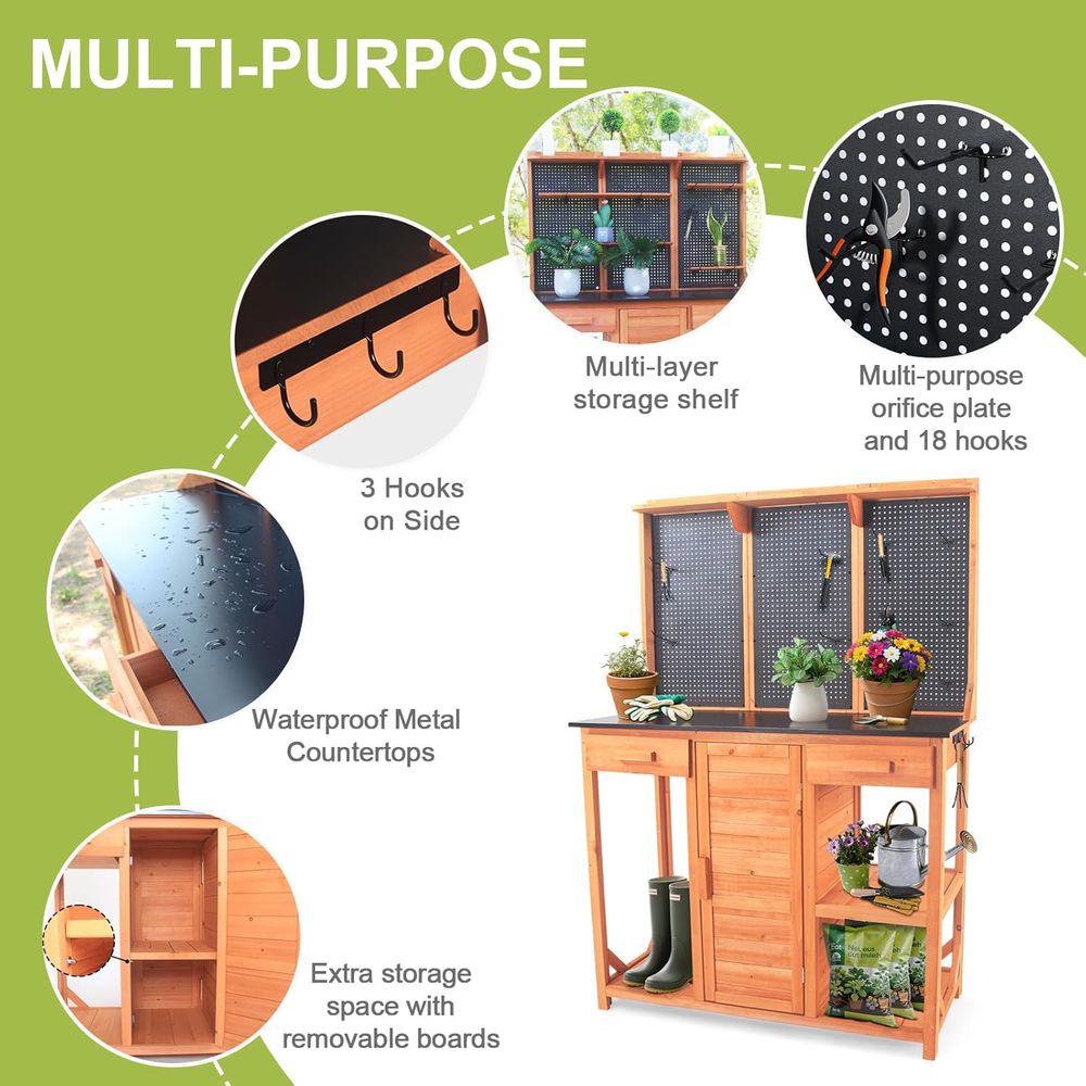 Wooden Garden Potting Bench wi – обзор и цена Garden Bench Metal