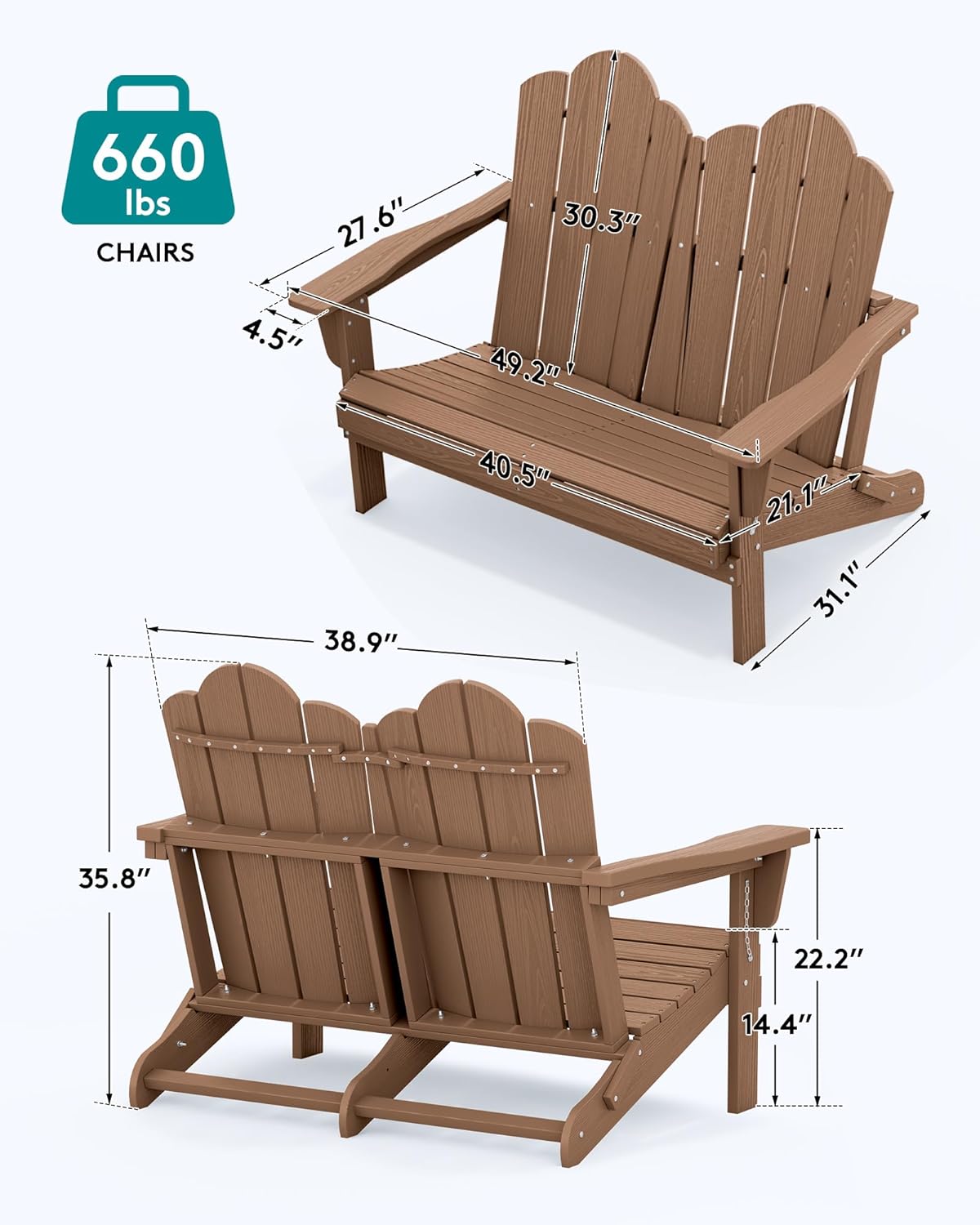 Folding Adirondack Bench, HDPE – обзор и цена Garden Bench Metal