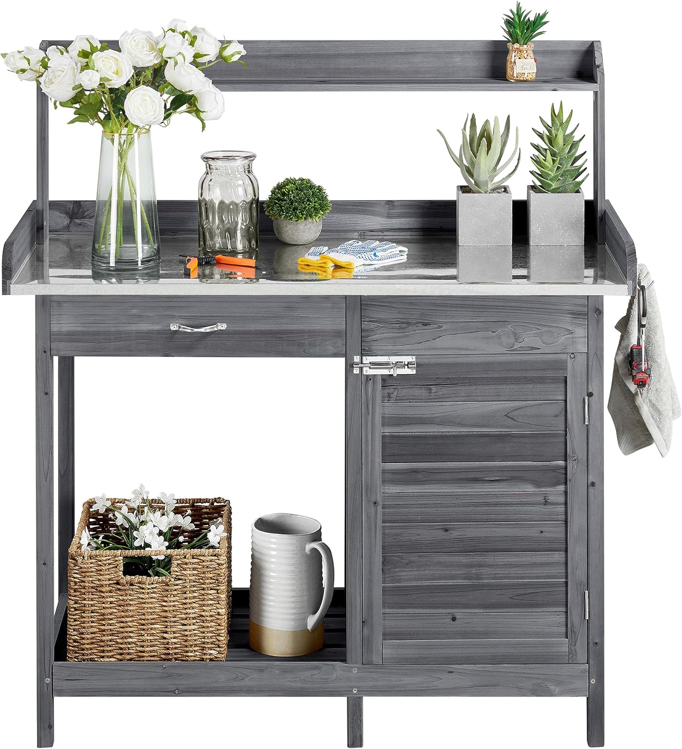 Outdoor Potting Bench Table wi – обзор и цена Garden Bench Metal
