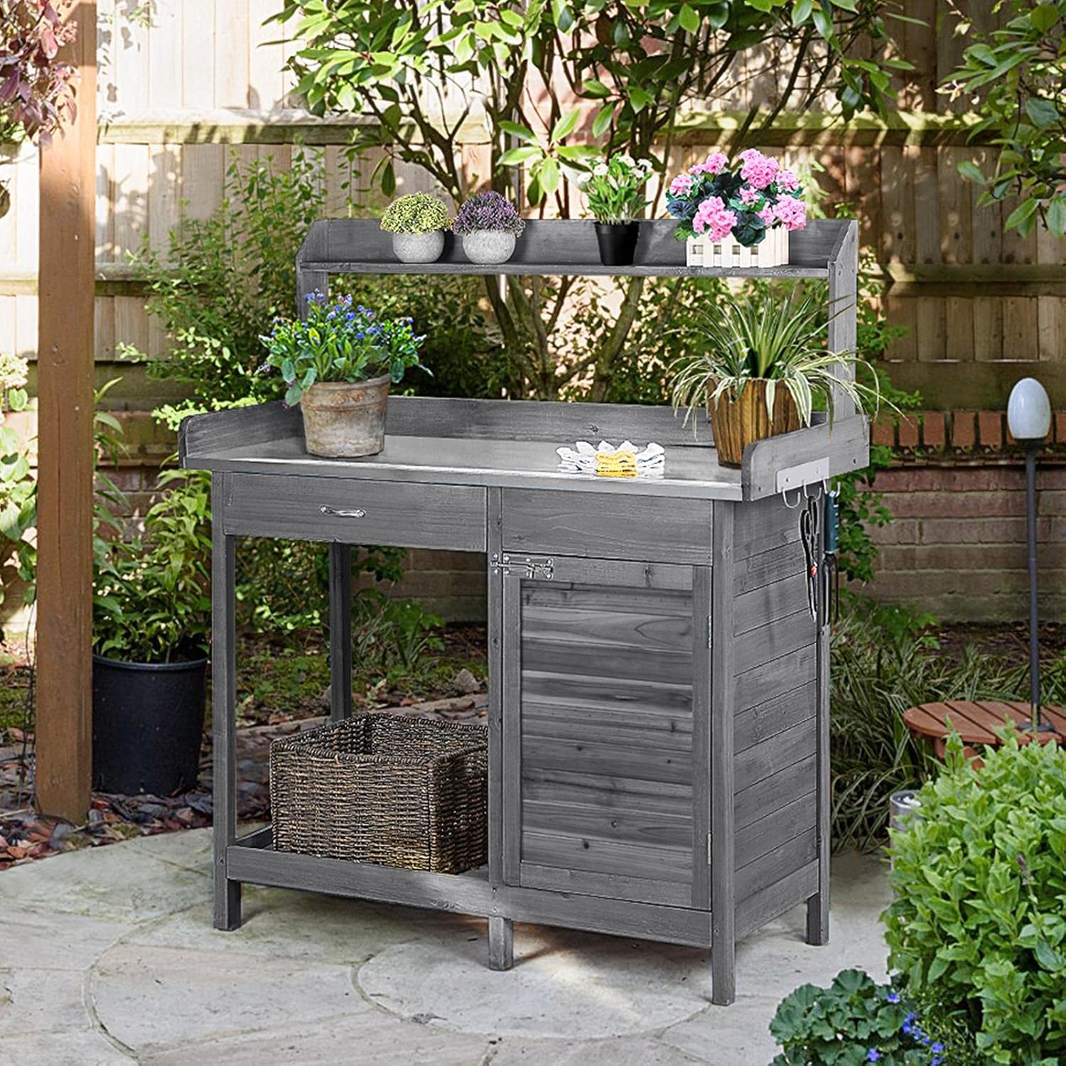 Outdoor Potting Bench Table wi – обзор и цена Garden Bench Metal