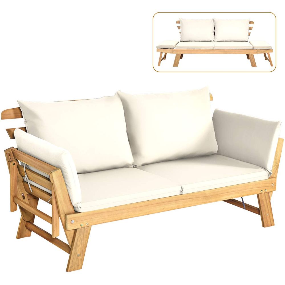 Convertible Acacia Wood Patio  – обзор и цена Outdoor Daybed Sofa